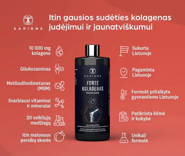 Sapiens Forte kolagenas – persikų sk. (sąnariams su vit. D) Discount