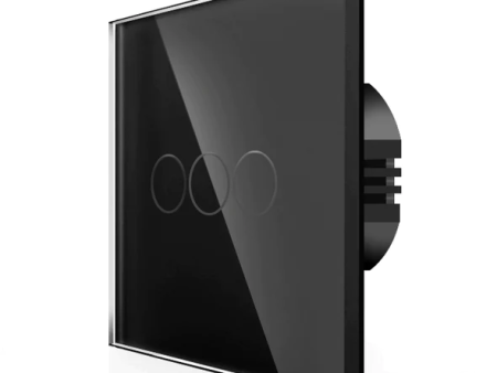 Spring Three Gang, One Way Touch Switch, Glass Black on Sale